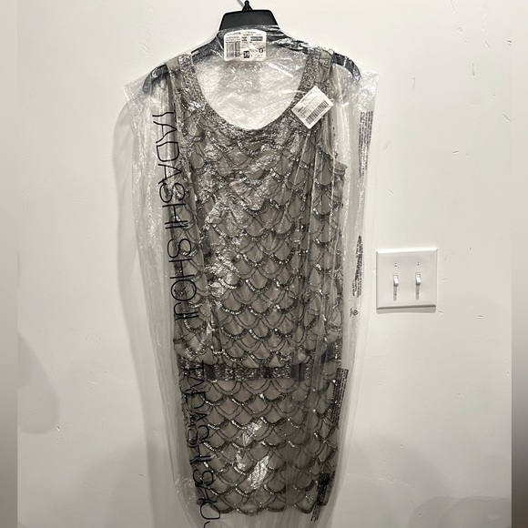 Adrianna Papell Roaring 20's Flapper Dress with Beading Slip - Picture 5 of 5